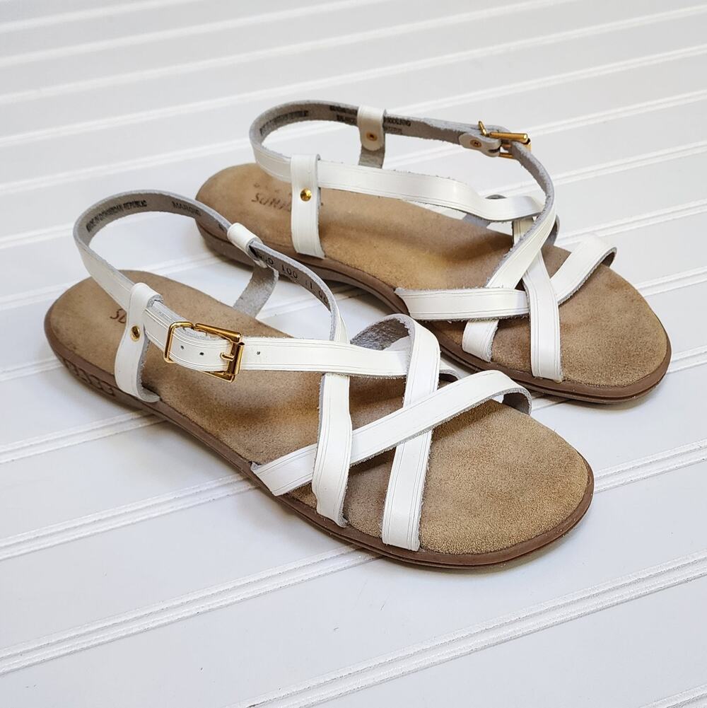 G.H. Bass & Co Sunjuns Margie Strappy Women's Leather Sandals Size 8 White